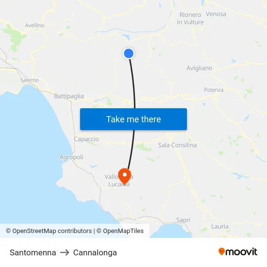 Santomenna to Cannalonga map