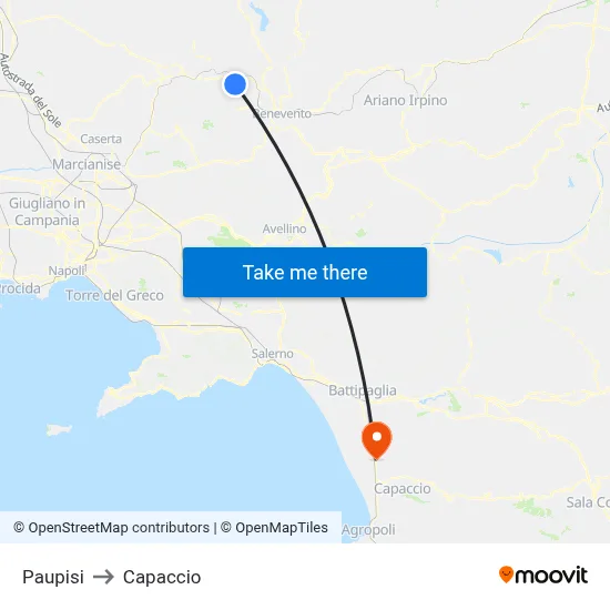 Paupisi to Capaccio map