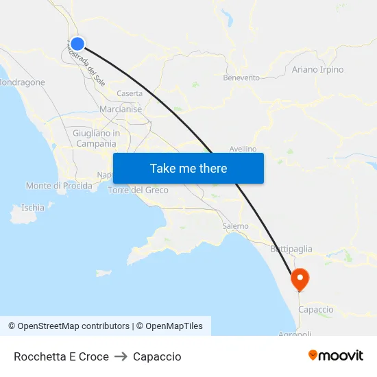 Rocchetta E Croce to Capaccio map