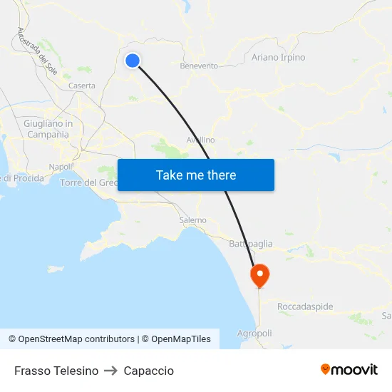 Frasso Telesino to Capaccio map