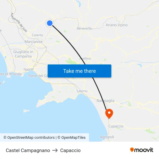 Castel Campagnano to Capaccio map