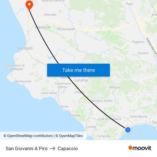 San Giovanni A Piro to Capaccio map