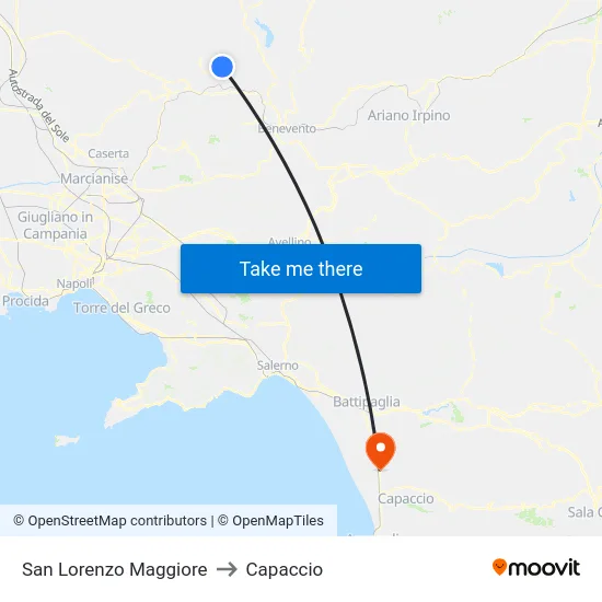 San Lorenzo Maggiore to Capaccio map