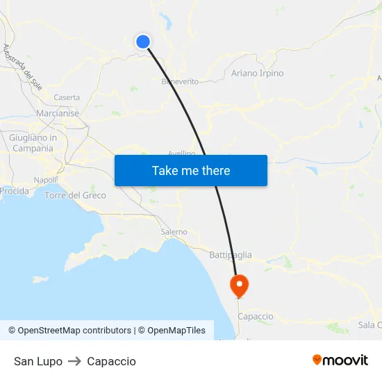 San Lupo to Capaccio map