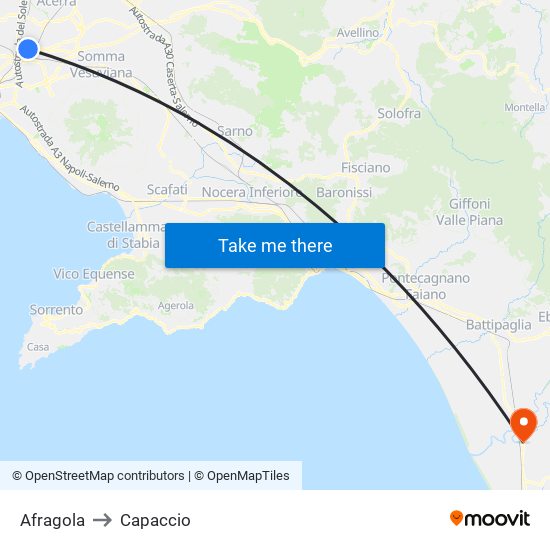 Afragola to Capaccio map