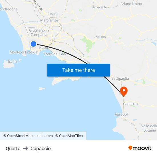 Quarto to Capaccio map