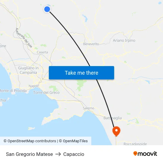 San Gregorio Matese to Capaccio map
