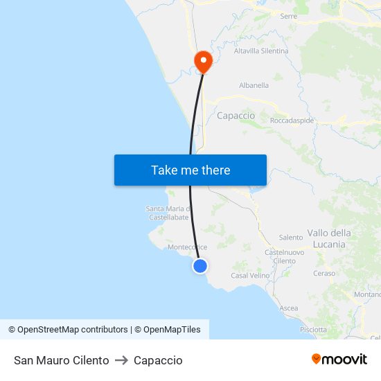 San Mauro Cilento to Capaccio map