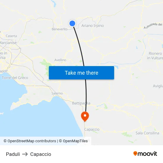 Paduli to Capaccio map