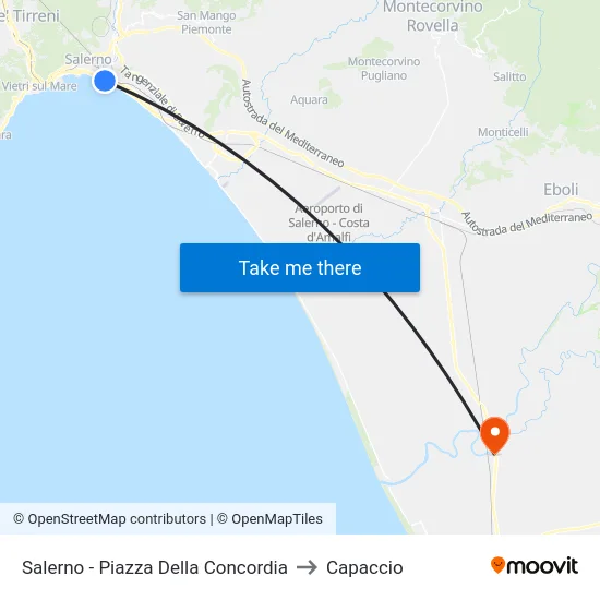 Salerno - Concordia Square to Capaccio map