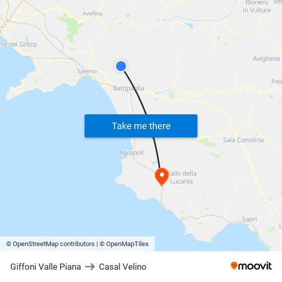 Giffoni Valle Piana to Casal Velino map