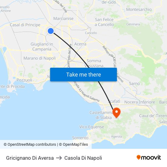 Gricignano Di Aversa to Casola Di Napoli map