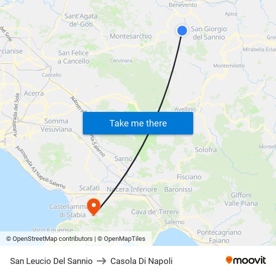San Leucio Del Sannio to Casola Di Napoli map