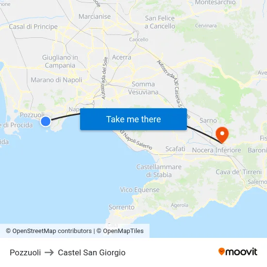 Pozzuoli to Castel San Giorgio map