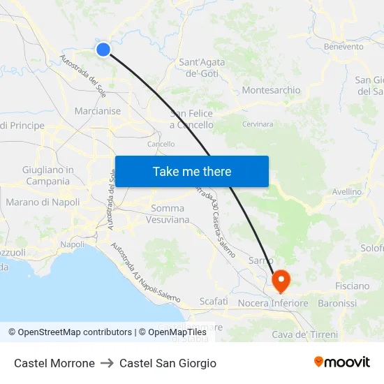 Castel Morrone to Castel San Giorgio map