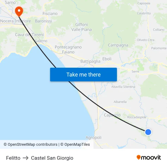Felitto to Castel San Giorgio map