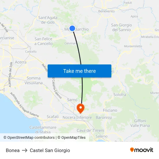 Bonea to Castel San Giorgio map
