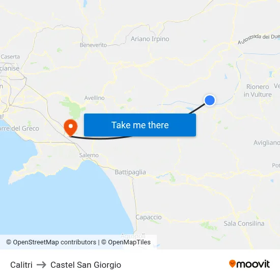 Calitri to Castel San Giorgio map