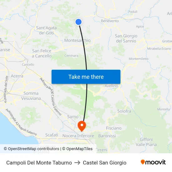 Campoli Del Monte Taburno to Castel San Giorgio map
