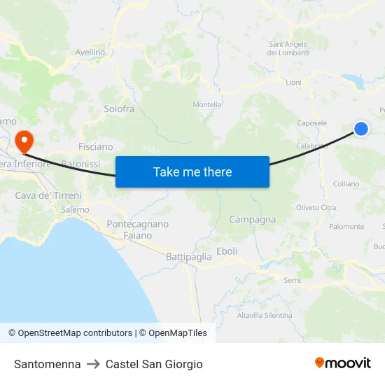 Santomenna to Castel San Giorgio map