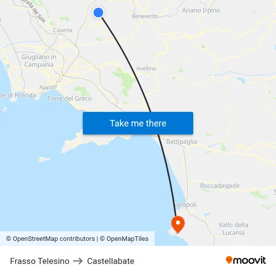 Frasso Telesino to Castellabate map