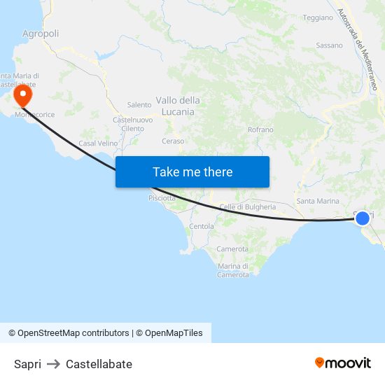 Sapri to Castellabate map