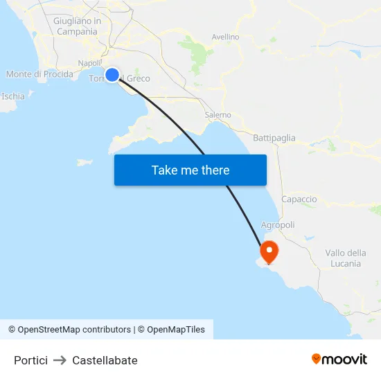 Portici to Castellabate map