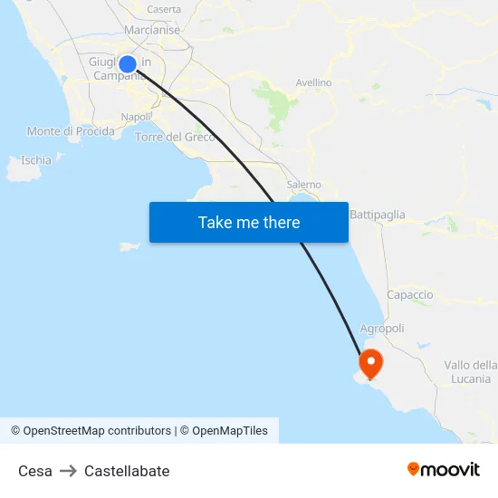 Cesa to Castellabate map