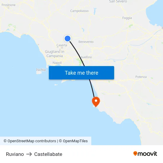 Ruviano to Castellabate map