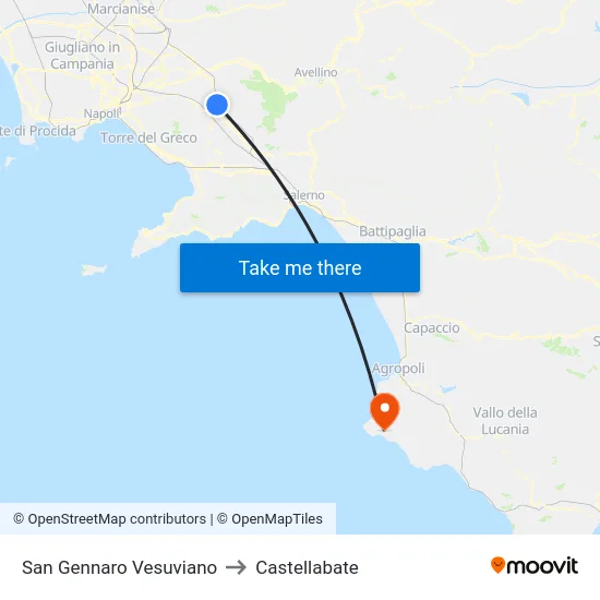 San Gennaro Vesuviano to Castellabate map