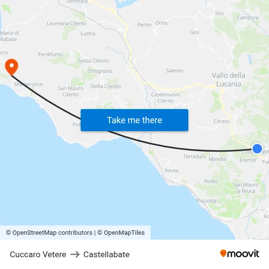 Cuccaro Vetere to Castellabate map