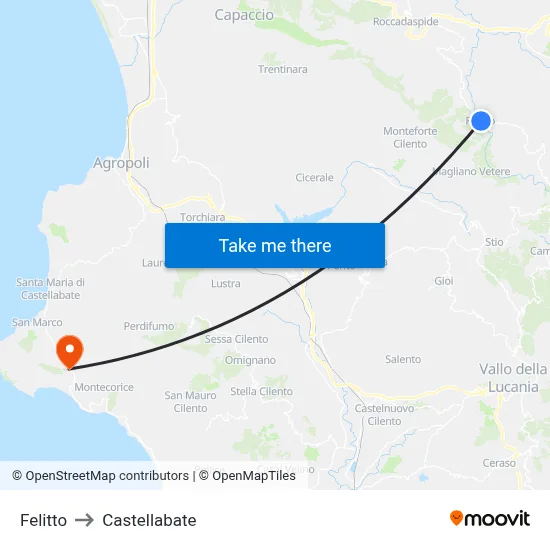 Felitto to Castellabate map