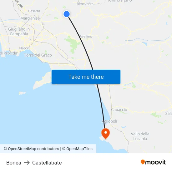Bonea to Castellabate map