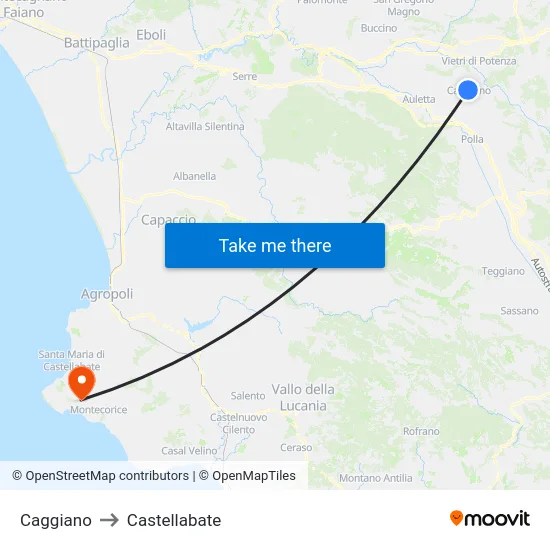Caggiano to Castellabate map