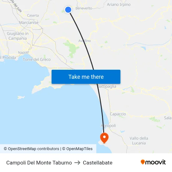 Campoli Del Monte Taburno to Castellabate map
