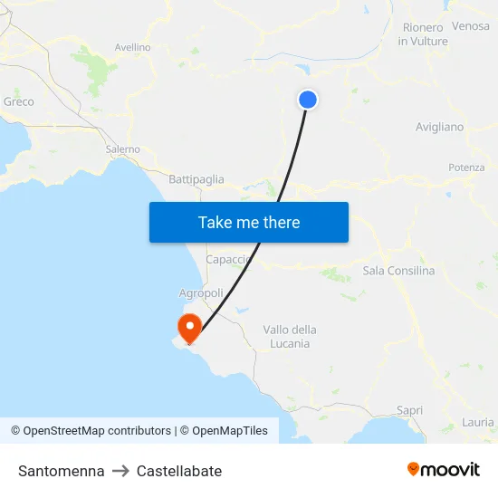 Santomenna to Castellabate map