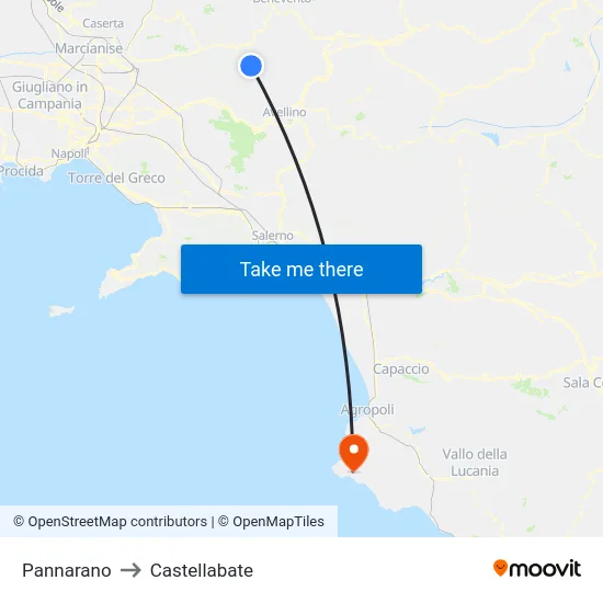 Pannarano to Castellabate map