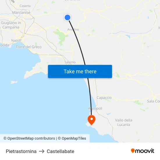 Pietrastornina to Castellabate map