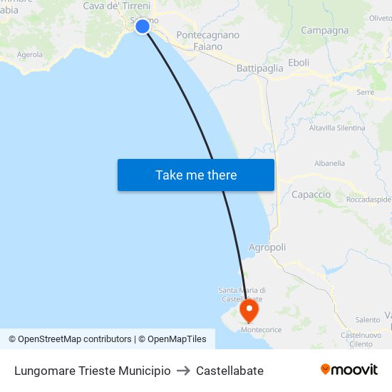 Lungomare Trieste Municipio to Castellabate map