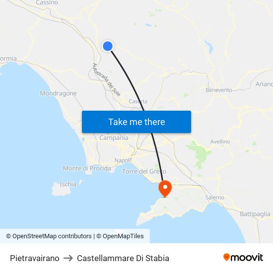 Pietravairano to Castellammare Di Stabia map