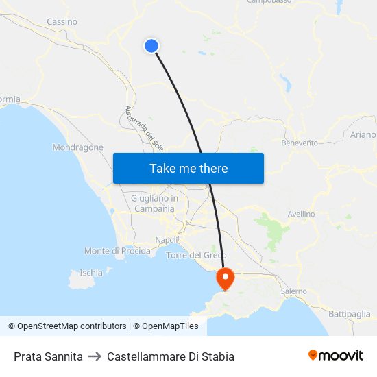 Prata Sannita to Castellammare Di Stabia map