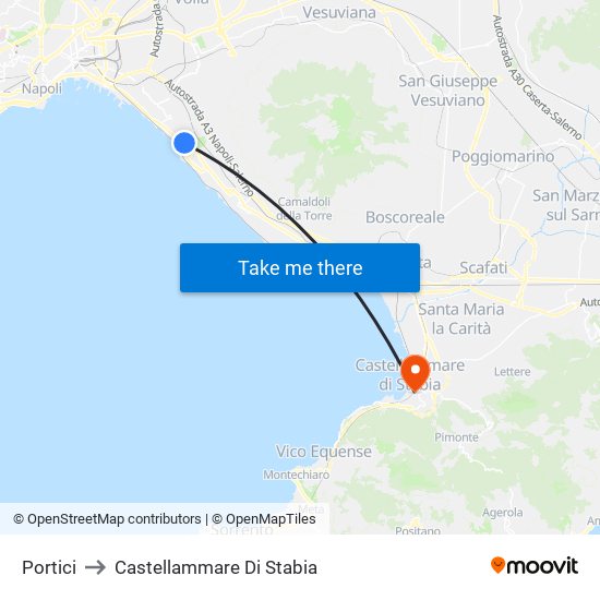 Portici to Castellammare Di Stabia map