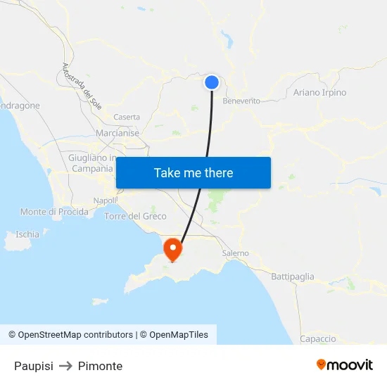 Paupisi to Pimonte map