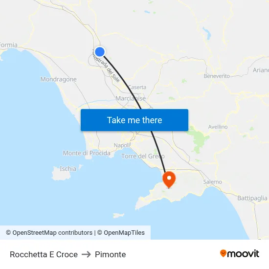 Rocchetta e Croce to Pimonte map