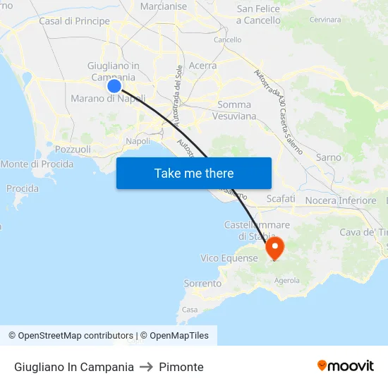 Giugliano In Campania to Pimonte map