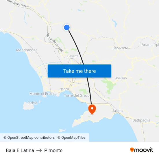 Bay and Latin to Pimonte map