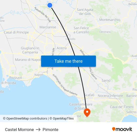 Castel Morrone to Pimonte map
