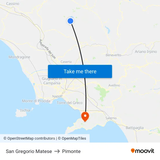 San Gregorio Matese to Pimonte map