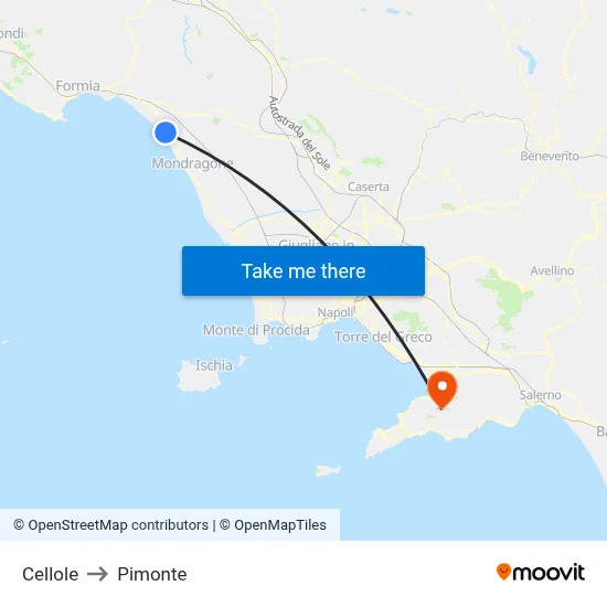 Cellole to Pimonte map