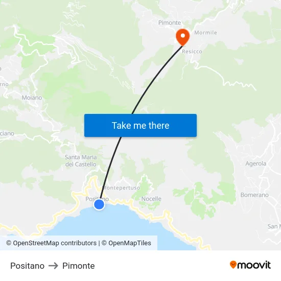 Positano to Pimonte map